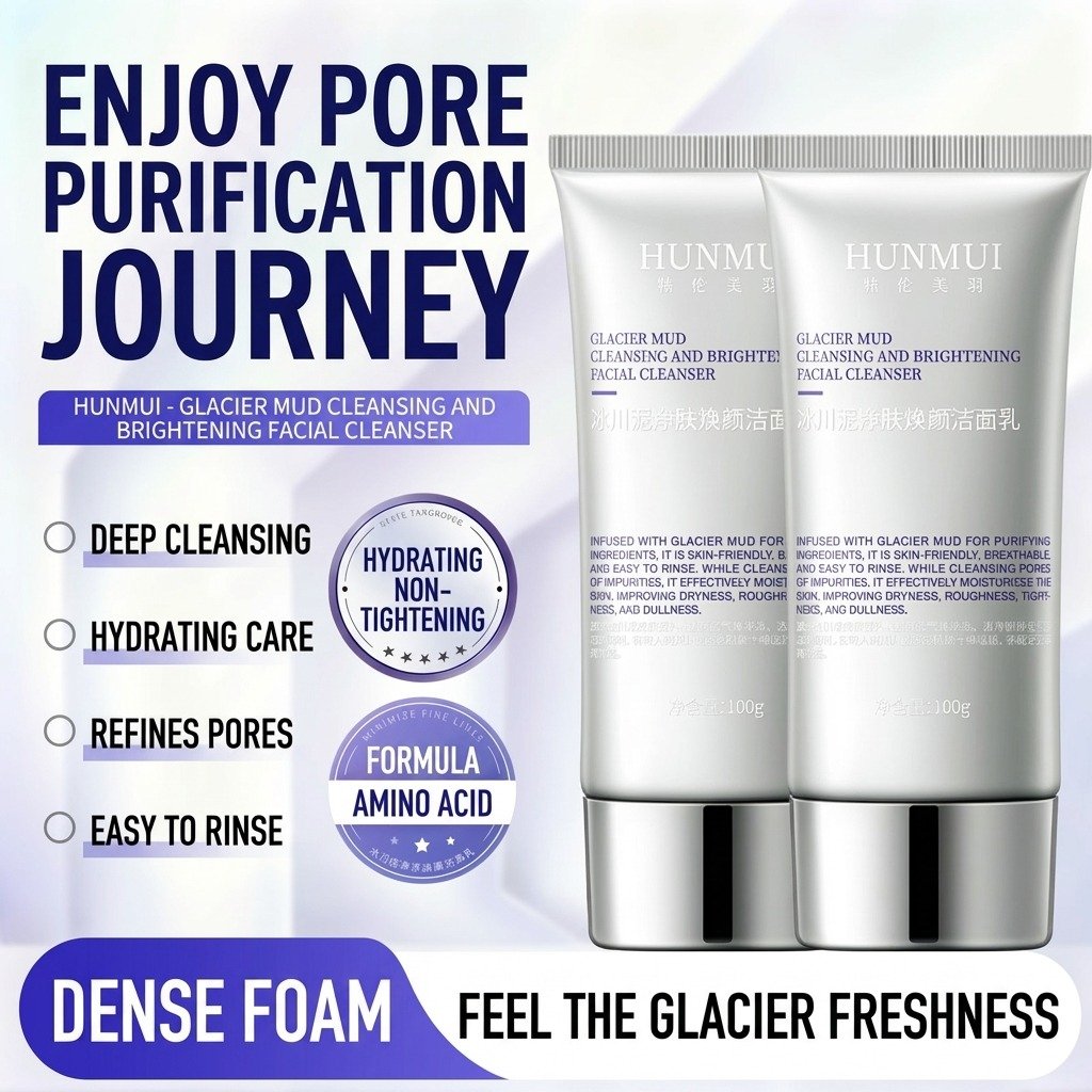 韩伦美羽 冰川泥净肤焕颜洁面乳（100g）